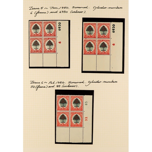 1254 - SOUTH AFRICA 1936 - 1952 SPECIALIZED MINT COLLECTION annotated on pages with shades, varieties, plat... 