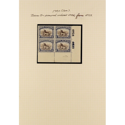 1254 - SOUTH AFRICA 1936 - 1952 SPECIALIZED MINT COLLECTION annotated on pages with shades, varieties, plat... 