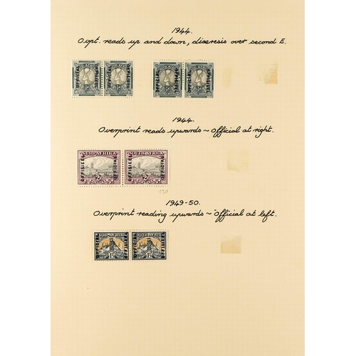 1260 - SOUTH AFRICA OFFICIALS 1926 - 1950 FINE MINT COLLECTION includes varieties, shades & blocks annotate... 