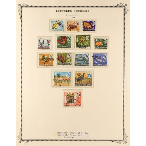 1272 - SOUTHERN RHODESIA 1924 - 1964 USED COLLECTION on album pages, the highly complete for the stamps plu... 