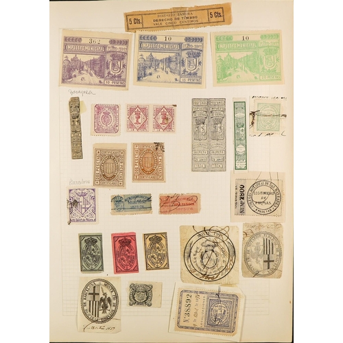 1280 - SPAIN REVENUE STAMPS, WITH COLONIES. Collection of chiefly 19th century revenue stamps in album. SPA... 