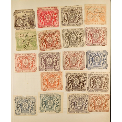 1280 - SPAIN REVENUE STAMPS, WITH COLONIES. Collection of chiefly 19th century revenue stamps in album. SPA... 