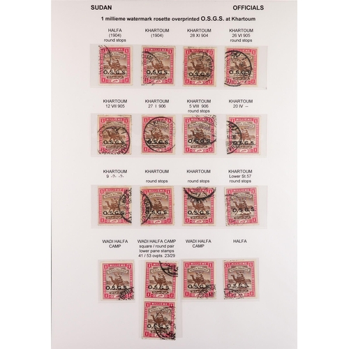 1294 - SUDAN OFFICIALS - SPECIALIZED COLLECTION with 24 examples of the 1902 1m brown and pink Quatrefoil W... 