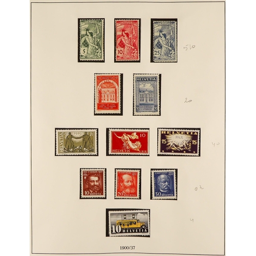 1310 - SWITZERLAND 1900 - 1938 MINT COLLECTION in hingeless album, with a good level of completion for the ... 