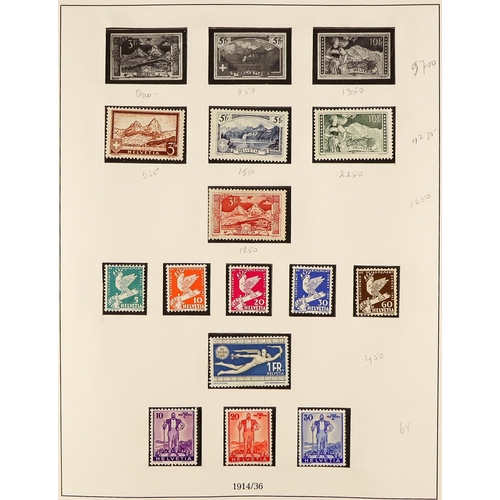 1310 - SWITZERLAND 1900 - 1938 MINT COLLECTION in hingeless album, with a good level of completion for the ... 