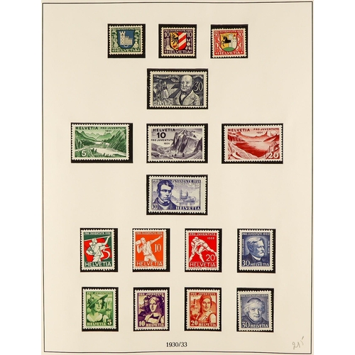 1310 - SWITZERLAND 1900 - 1938 MINT COLLECTION in hingeless album, with a good level of completion for the ... 