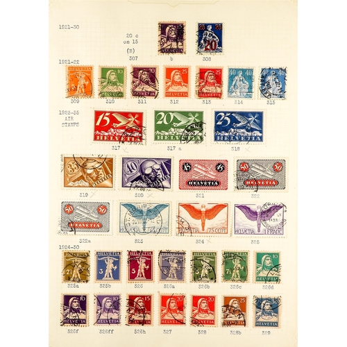 1311 - SWITZERLAND 1907 - 1948 USED COLLECTION on album pages, note 1923, 1929, 1935-37 air mail stamps, 19... 