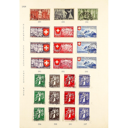 1311 - SWITZERLAND 1907 - 1948 USED COLLECTION on album pages, note 1923, 1929, 1935-37 air mail stamps, 19... 