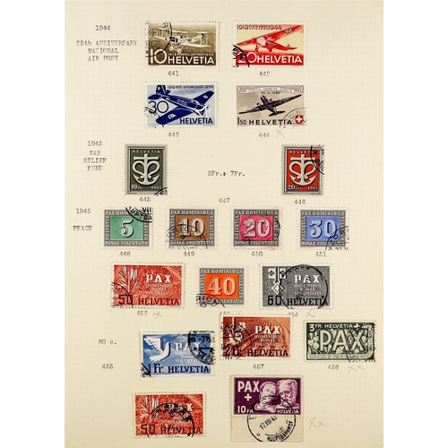 1311 - SWITZERLAND 1907 - 1948 USED COLLECTION on album pages, note 1923, 1929, 1935-37 air mail stamps, 19... 