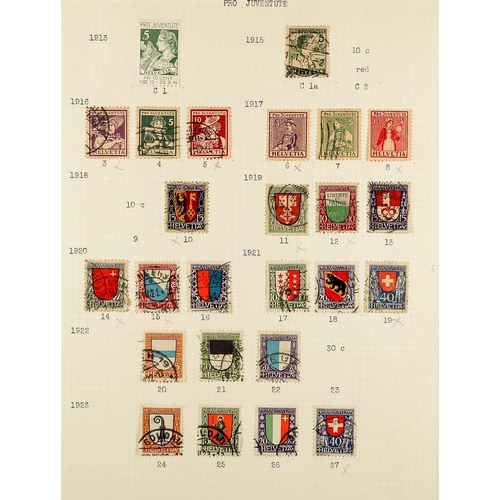 1311 - SWITZERLAND 1907 - 1948 USED COLLECTION on album pages, note 1923, 1929, 1935-37 air mail stamps, 19... 