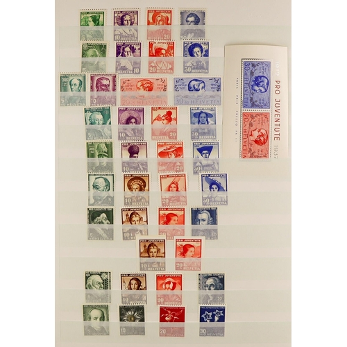 1312 - SWITZERLAND 1910 - 2010 COLLECTION of 500+ never hinged mint stamps, note 1934-1948 Landscapes compl... 