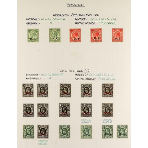 1321 - TANGANYIKA 1916 - 1964 MINT COLLECTION on pages, includes 1922 1c opt plate # corner block 45, 1922-... 