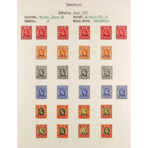 1321 - TANGANYIKA 1916 - 1964 MINT COLLECTION on pages, includes 1922 1c opt plate # corner block 45, 1922-... 