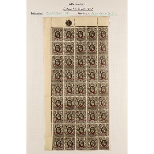 1321 - TANGANYIKA 1916 - 1964 MINT COLLECTION on pages, includes 1922 1c opt plate # corner block 45, 1922-... 