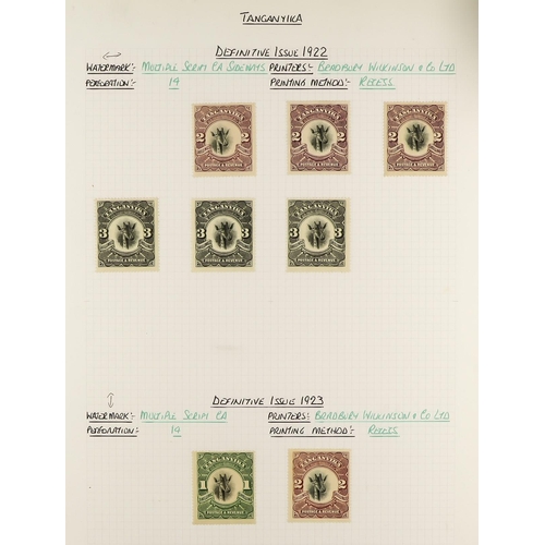 1321 - TANGANYIKA 1916 - 1964 MINT COLLECTION on pages, includes 1922 1c opt plate # corner block 45, 1922-... 