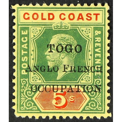 1326 - TOGO 1915 (May) 5s green and red on yellow with 'No hyphen after 'ANGLO', SG H44c, fine mint. Cat £3... 