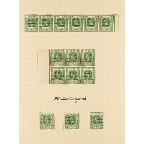 1327 - TOGO ANGLO-FRENCH OCCUPATION 1915 (May) overprinted at Accra, a mint study on pages, largely ½d and ... 