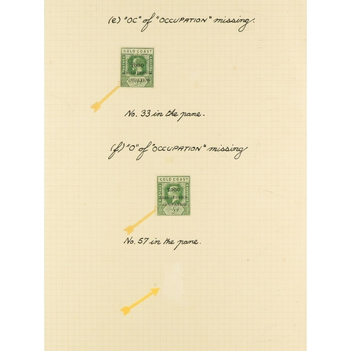 1327 - TOGO ANGLO-FRENCH OCCUPATION 1915 (May) overprinted at Accra, a mint study on pages, largely ½d and ... 