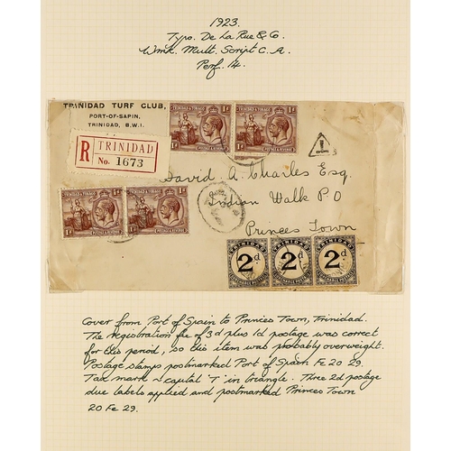 1336 - TRINIDAD & TOBAGO POSTAGE DUES ON COVERS. A collection of 9 items bearing Postage Due stamps applied... 