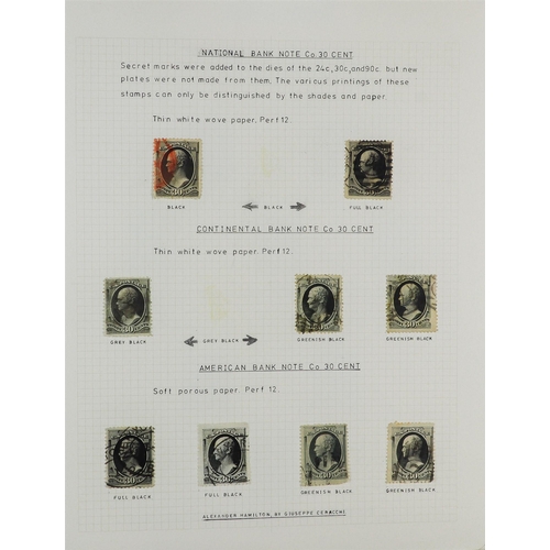 1370 - UNITED STATES 1870 - 1883 BANK NOTE ISSUES COLLECTION of used stamps in a luxury Frank Godden album,... 