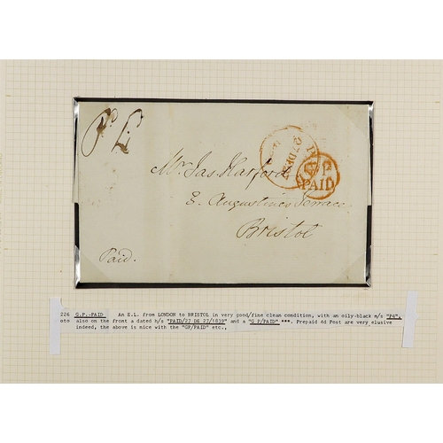 1430 - GB. COVERS & POSTAL HISTORY 1785 – 1858 PRE-PAID COVERS COLLECTION of 12 items on album pages, note ... 