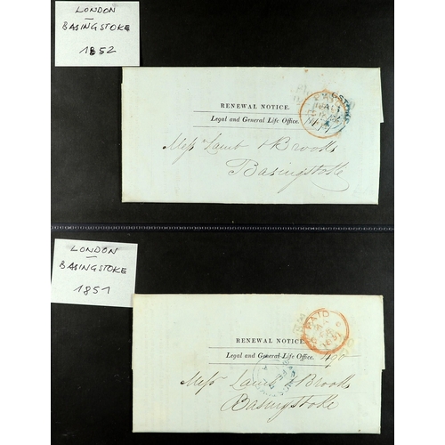 1436 - GB. COVERS & POSTAL HISTORY 1820's - 1890's COLLECTION of 70+ covers in a bulging cover album, inclu... 