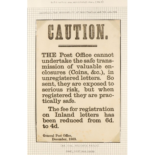 1439 - GB. COVERS & POSTAL HISTORY 1863 POSTAL NOTICE FOR REGISTERED MAIL. 