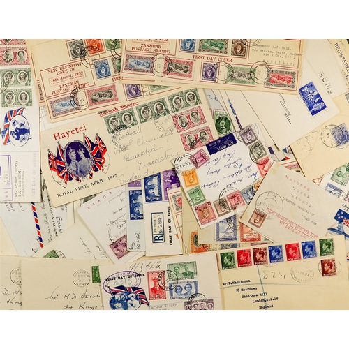 146 - KING GEORGE VI STAMPS & COVERS. A somewhat untidy collection of sets, ranges, blocks and other multi... 