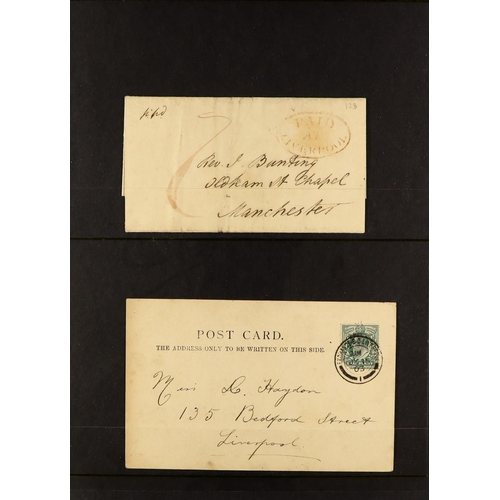 1464 - GB. COVERS & POSTAL HISTORY LIVERPOOL POSTAL HISTORY largely 19th century collection in 4 albums, in... 