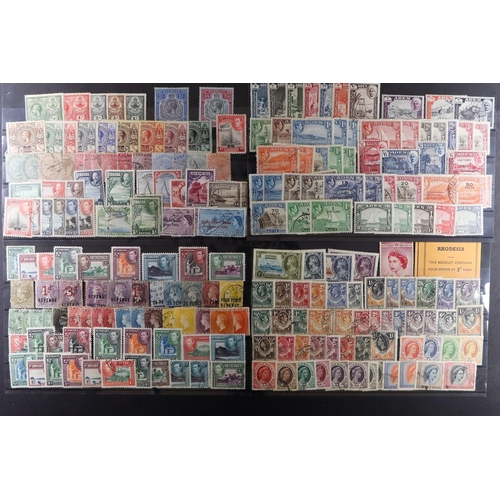 148 - MOSTLY BRITISH COMMONWEALTH RANGES on stock pages, includes Northern Rhodesia 1925-29 set mint (cat ... 