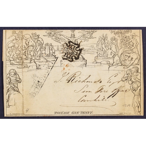 1534 - GB.QUEEN VICTORIA 1840 1d Mulready letter sheet front only with portion of upper & lower back flaps,... 