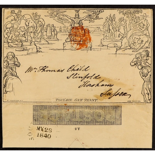 1545 - GB.QUEEN VICTORIA 1840 MAY DATE MULREADY. 1840 (28 May) 1d Mulready letter sheet used with orange Ma... 