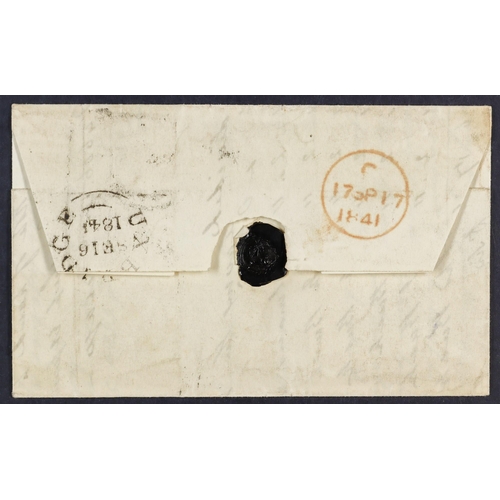 1550 - GB.QUEEN VICTORIA 1841 (16 Sept) EL from Uxbridge to Yarmouth, Norfolk bearing 1d red-brown 'OA' re-... 