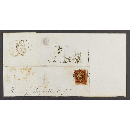 1557 - GB.QUEEN VICTORIA 1841 (6 Oct) large piece / part cover bearing 1d red-brown  with 4 margins (shows ... 