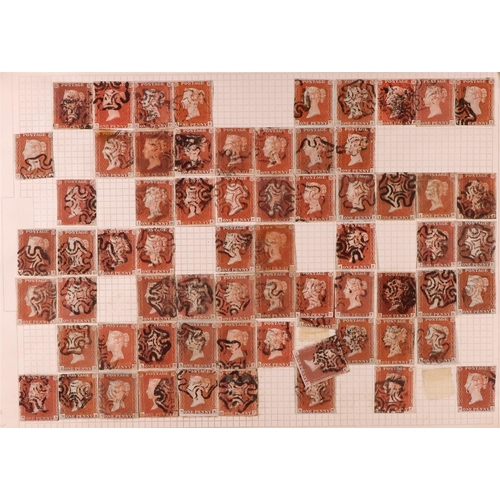 1565 - GB.QUEEN VICTORIA 1841 1d RED IMPERTS PLATE 20 PARTIAL SHEET RECONSTRUCTION of around 196 different ... 