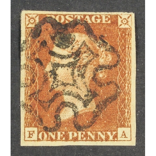 1575 - GB.QUEEN VICTORIA 1841 1d red-brown 'FA' plate 9 ('black plate'), SG 7, very fine used with 4 large ... 