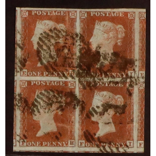 1576 - GB.QUEEN VICTORIA 1841 1d red-brown imperf (SG 8) used block 4 with 4 very large margins which show ... 