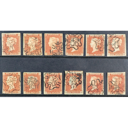 1578 - GB.QUEEN VICTORIA 1841 1d red-brown imperfs used with the complete set of numbers in Maltese Cross c... 