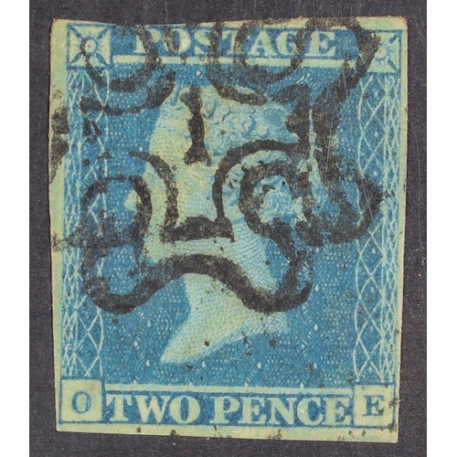 1587 - GB.QUEEN VICTORIA 1841 2d blue imperf with almost 4 margins cancelled by number ‘1’ in Maltese Cross... 