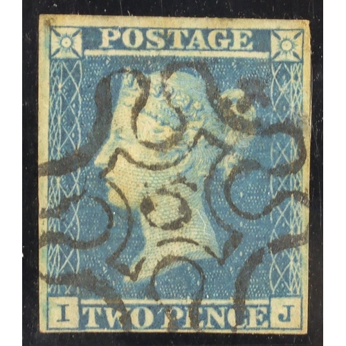 1591 - GB.QUEEN VICTORIA 1841 2d blue imperf with 4 margins cancelled by number ‘5’ in Maltese Cross, thinn... 