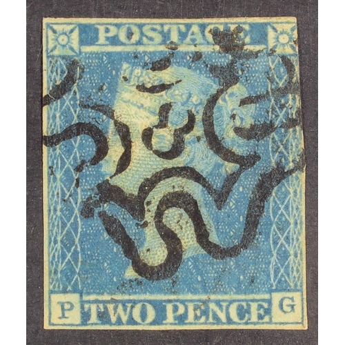 1593 - GB.QUEEN VICTORIA 1841 2d blue imperf with 3+ margins cancelled by number ‘8’ in Maltese Cross, SG 1... 