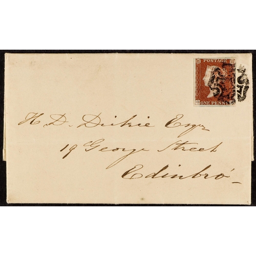 1601 - GB.QUEEN VICTORIA 1842 (2 Sept) EL from Leeds to Edinburgh bearing 1d red-brown plate 22 with 4 good... 