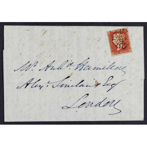 1602 - GB.QUEEN VICTORIA 1842 (25 May) EL from Greenock to London bearing 1d red-brown imperf (plate 19) ti... 