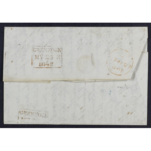 1602 - GB.QUEEN VICTORIA 1842 (25 May) EL from Greenock to London bearing 1d red-brown imperf (plate 19) ti... 