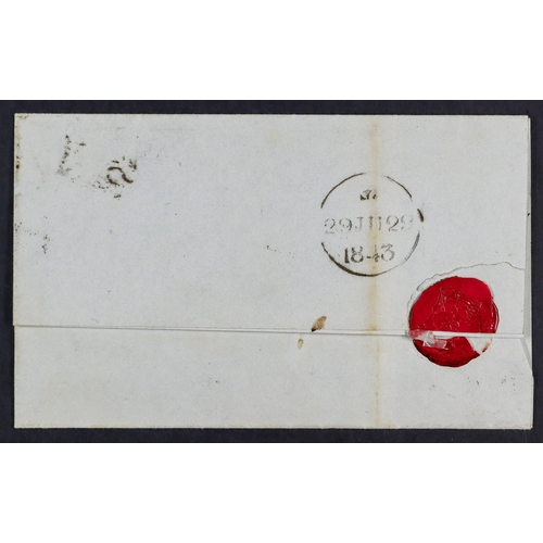 1609 - GB.QUEEN VICTORIA 1843 (29 Jun) EL from London to Woburn bearing 1d red-brown (plate 33) with 4 larg... 