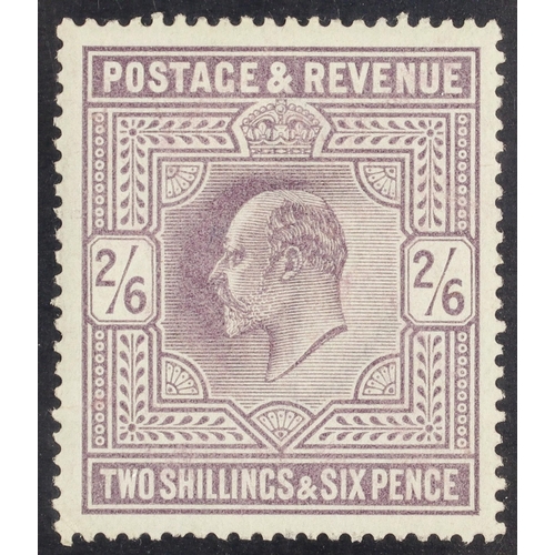 1695 - GB.EDWARD VII 1902-10 2s6d lilac De La Rue, SG 260, never hinged mint. Cat £525. Lot 1695 (P) [c]