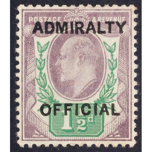 1700 - GB.EDWARD VII ADMIRALTY OFFICIAL 1903 1½d dull purple and green, SG O103, mint lightly hinged with a... 