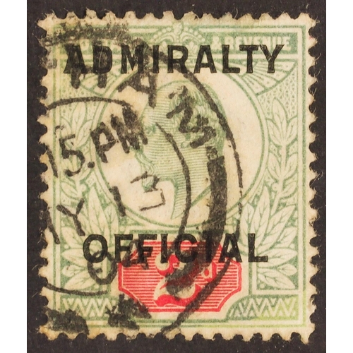 1701 - GB.EDWARD VII ADMIRALTY OFFICIAL 1903-04 2d yellowish green and carmine red, SG O110, used on the LA... 