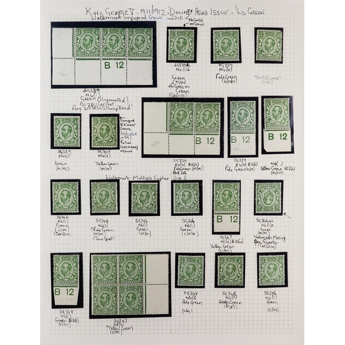 1704 - GB.GEORGE V 1912 - 1913 DOWNEY HEAD SPECIALIZED MINT COLLECTION. A substantial collection annotated ... 