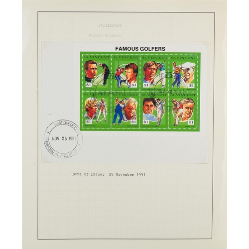 171 - GOLF 1970's-1990's world collection of stamps & covers written up in nine albums, includes mostly ne... 